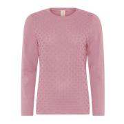 Prikket Struktur Pullover Bluse Geranium