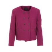 Fuchsia Bomull Blazer Dobbeltspent Jakke