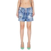 Denim Shorts - Blå, Distressed Stil