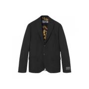 Svart Barokk Blazer Revers Krage