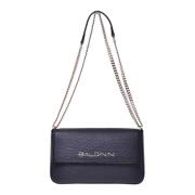 Shoulder bag in black tumbled leather