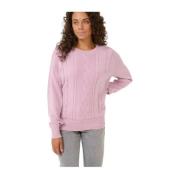 Rosa Strikket Pullover Genser