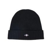 Klassisk Svart Shield Wool Beanie