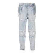 Ribbet bomull slim-fit jeans