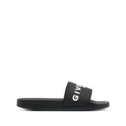 Svart Logo Sandaler Slip-On Stil