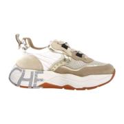 Beige Sneakers Club105 i skinn/nylon