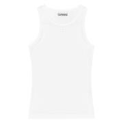 Hvit Ribbet Tank Top