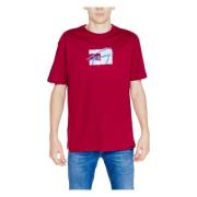 Bordeaux Print Rund Hals T-skjorte Menn