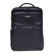 Backpack in black leather and nylon