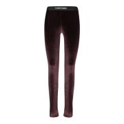 Brun Velvet Leggings Luksus Bukser