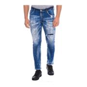 Straight Leg Bukser med Distressed Detaljer