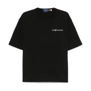 Svart Logo Print Crew Neck T-skjorte