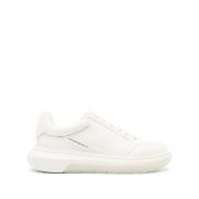 Hvite Lave Skinn Sneakers