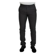 Brun Stripete Slim Fit Herrebukse