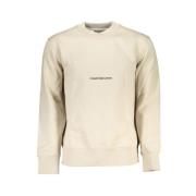 Beige Sweatshirt med Rund Hals og Lange Ermer