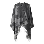 Butterfly Jacquard Ull Poncho Cape