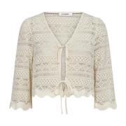 Heklet Sløyfebluse Off White