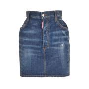 Krystallvask Denim Mini Skjørt