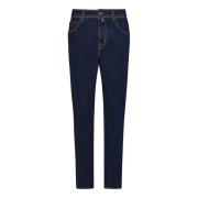 Blå Slim Fit Broderte Jeans