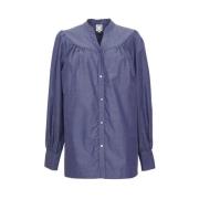 Blå Denim Elegant Bluse