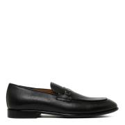 Sort Skinn Loafers Slip On Stil