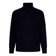 Chunky Ribbed Roll Neck Sweater Blå