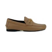 Beige Kalveskinn Loafers Sko