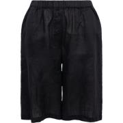 Ebony Black Linen Shorts