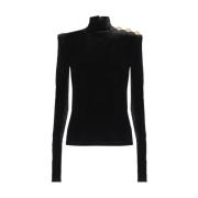 Sort Velvet Turtleneck-genser i svart