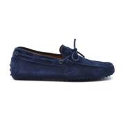 Blå Skinnloafers Elegant Stil