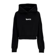 Svart Cropped Hoodie med Stor Logo