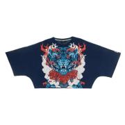 Navy Kvinner Cropped T-skjorte