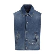 Blå Denim Ermeløs Vest