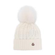 Hvit Pom-Pom Beanie Lue