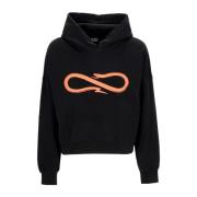 Svart Cropped Logo Hoodie