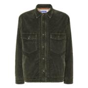 Grønn Corduroy Overshirt med Teddy Fôr