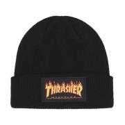 Flame Patch Beanie Lue Svart