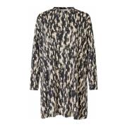 Abstrakt Print Oversized Tunika Svart