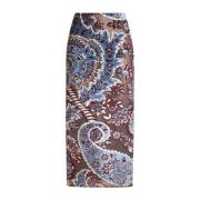 Paisley Jacquard Midi Skjørt