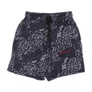 Leopardmønstret Svarte Shorts