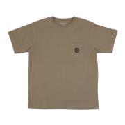 Taupe Crew-Neck Tee med Lomme