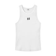 Hvit Singlet med Logoprint