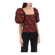 Blomster Jacquard Ballongerme Bluse