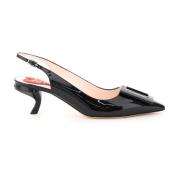 Virgule Slingback Pumps i patentlær