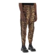 Leopardmønstret Nylon Joggerbukser