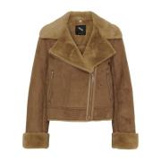 Faux Fur Bonded Jacket Beige