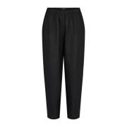 Ebony Black Linen Straight Leg Pants