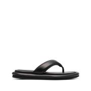 Svarte Skinn Flip-Flops