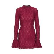 Burgundy Lace Mini Dress