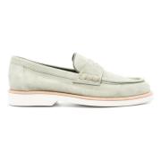 Grønne skinn loafers casual flate